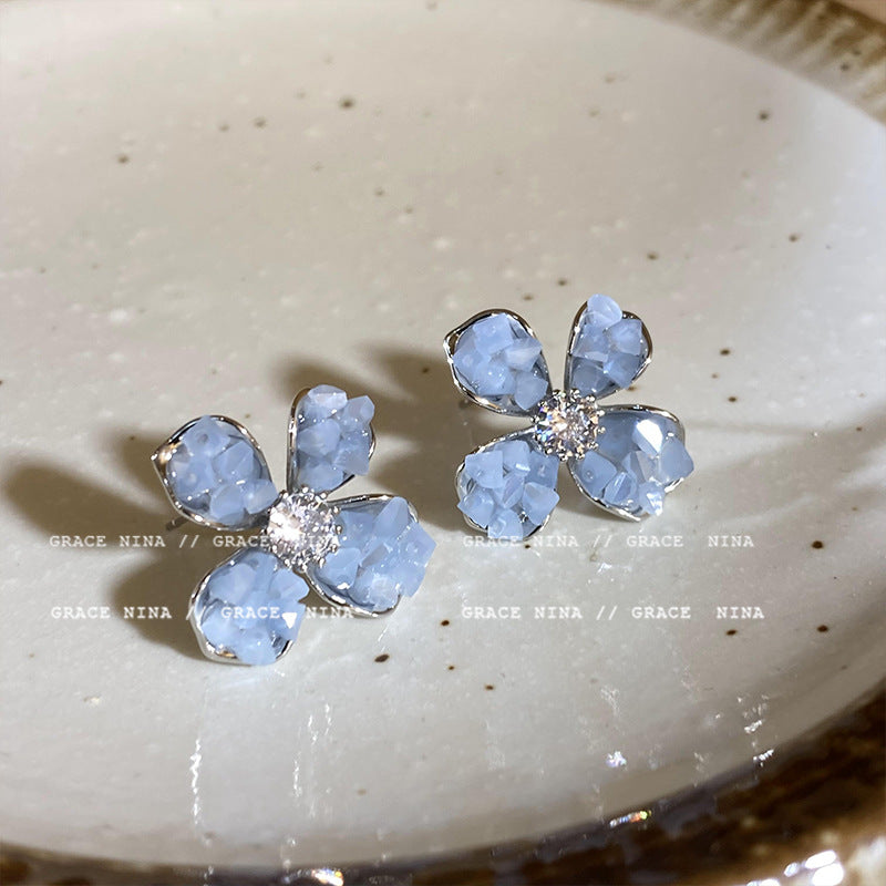 Wholesale Crystal Flower Copper Earrings